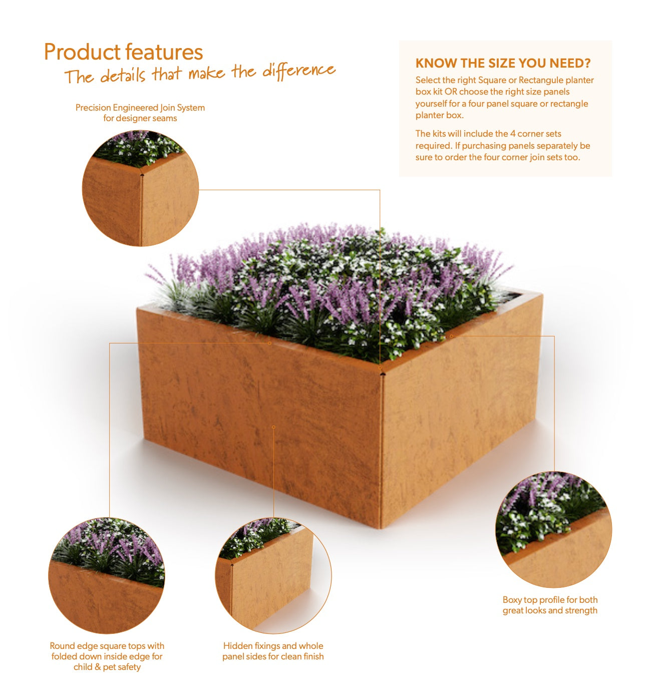 400mm Fixed Height Panel for Garden Bed or Planter Box